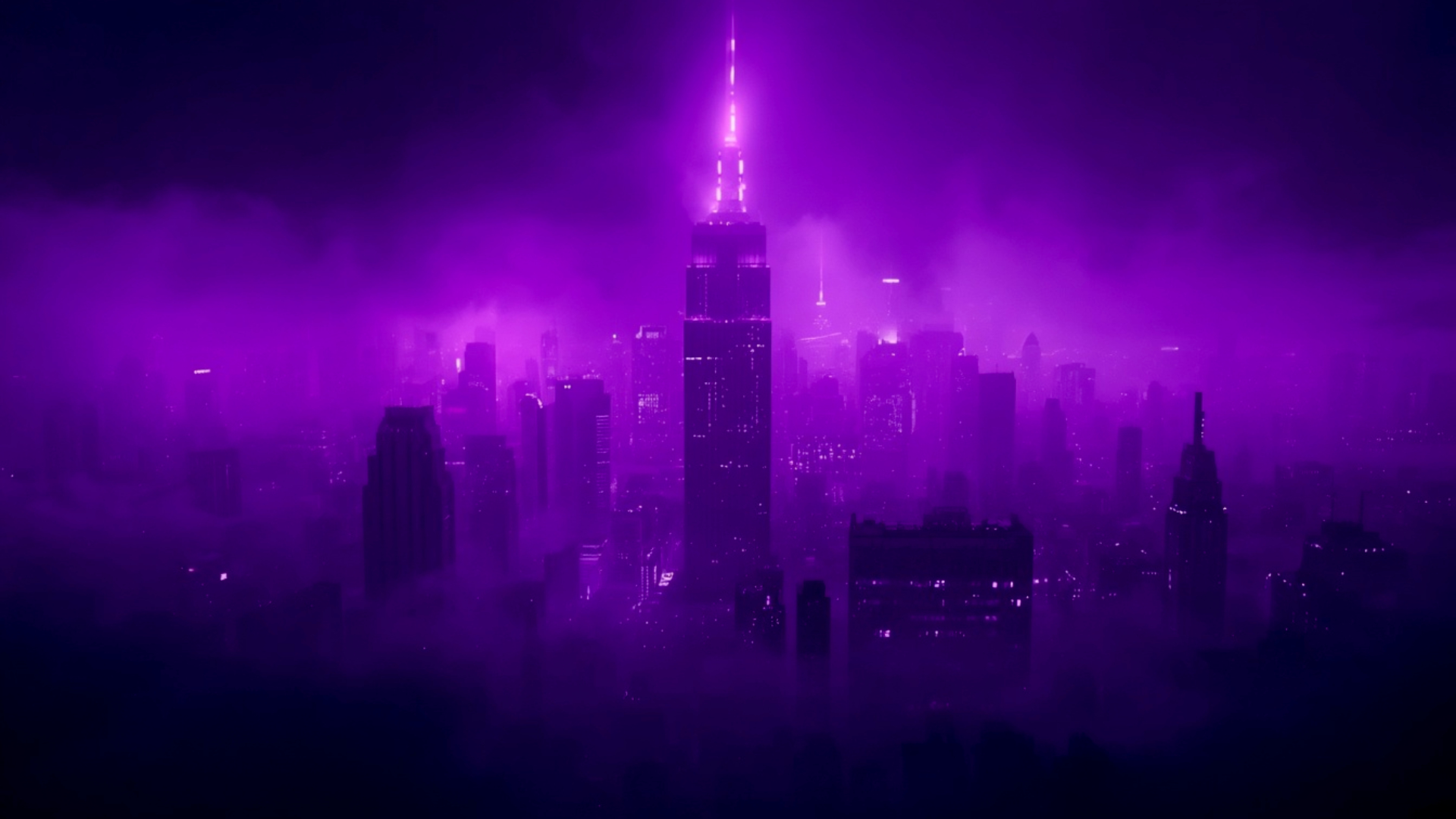 Dense futuristic cityspace purple neon amoled